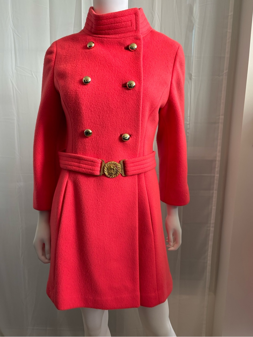 Vintage 1960s Mr Roberts Coral Pink Mod Coat ILGWU Union Made Canada